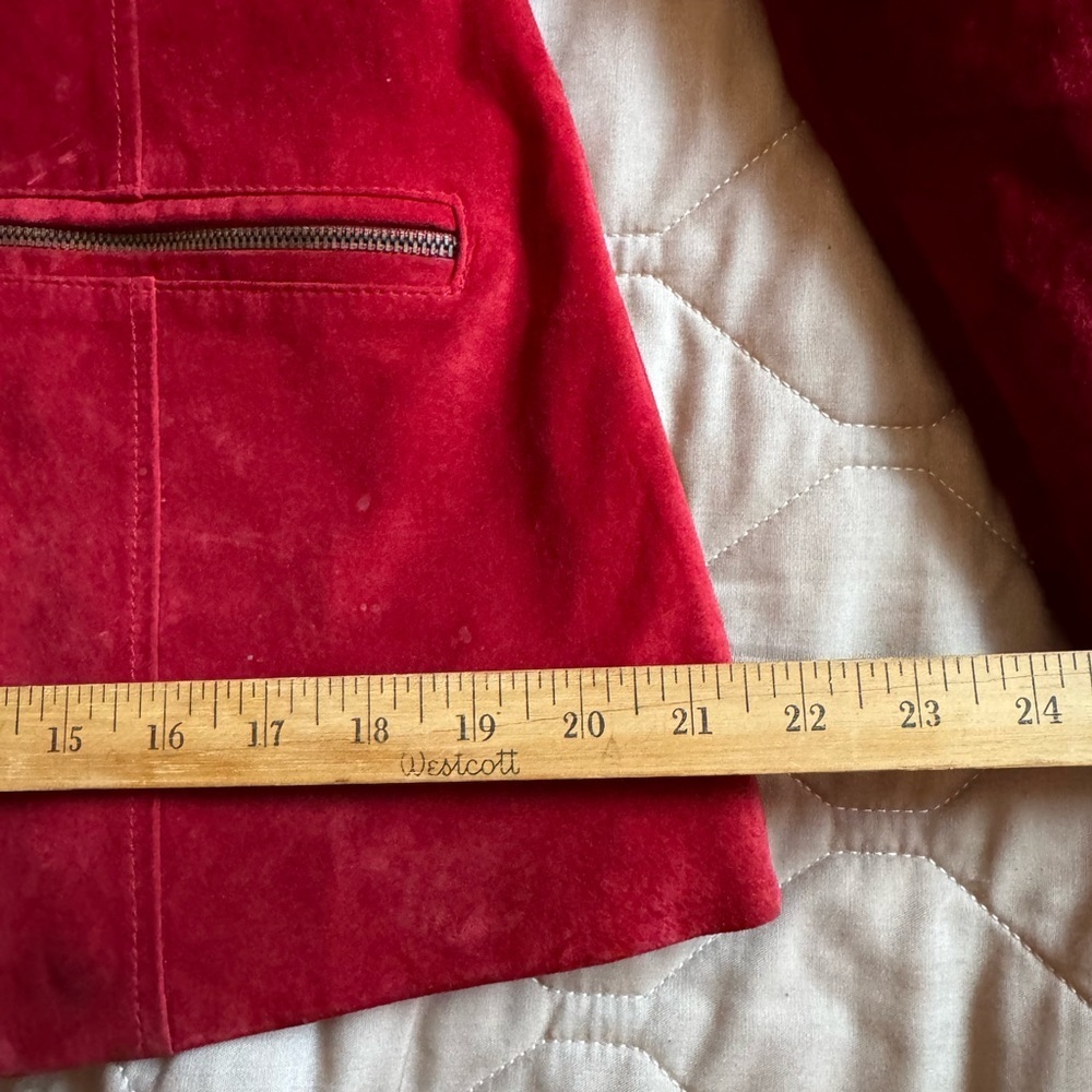 Jessi Lee Red Suede Leather Hip-length Jacket Women’s Size M Vintage Full Zip - Picture 9 of 15
